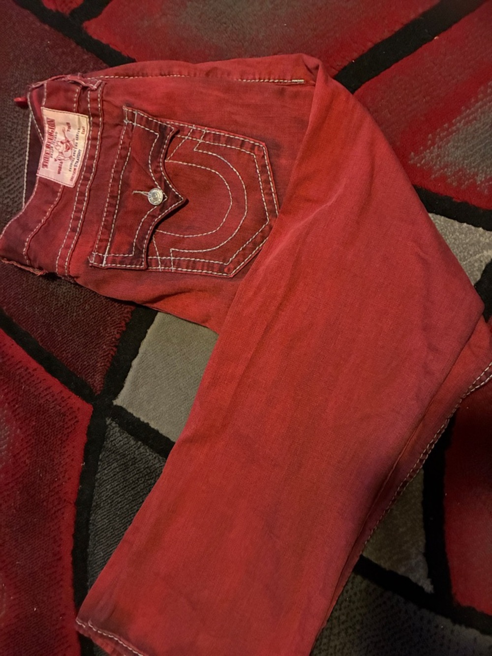 Red Men Jeans with Signature Pocket Stitches